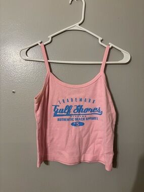 Y2K 90s Pink Cropped Tank Top Gulf Shores Alabama Medium